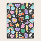 Fun retro cartoon doodle sticker pattern Notebook Gallery Image 4