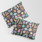 Fun retro cartoon doodle sticker pattern Pillow Sham Gallery Image 3