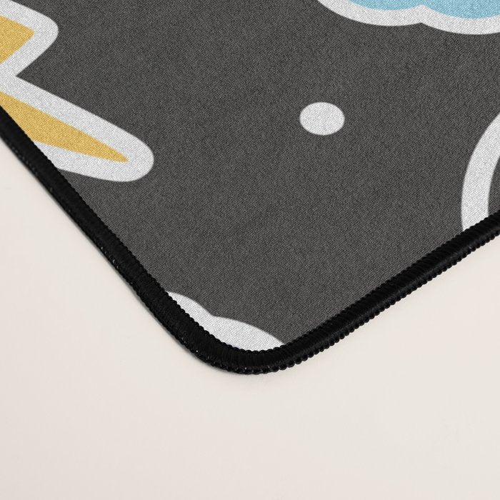 Fun retro cartoon doodle sticker pattern Desk Mat Gallery Image 4