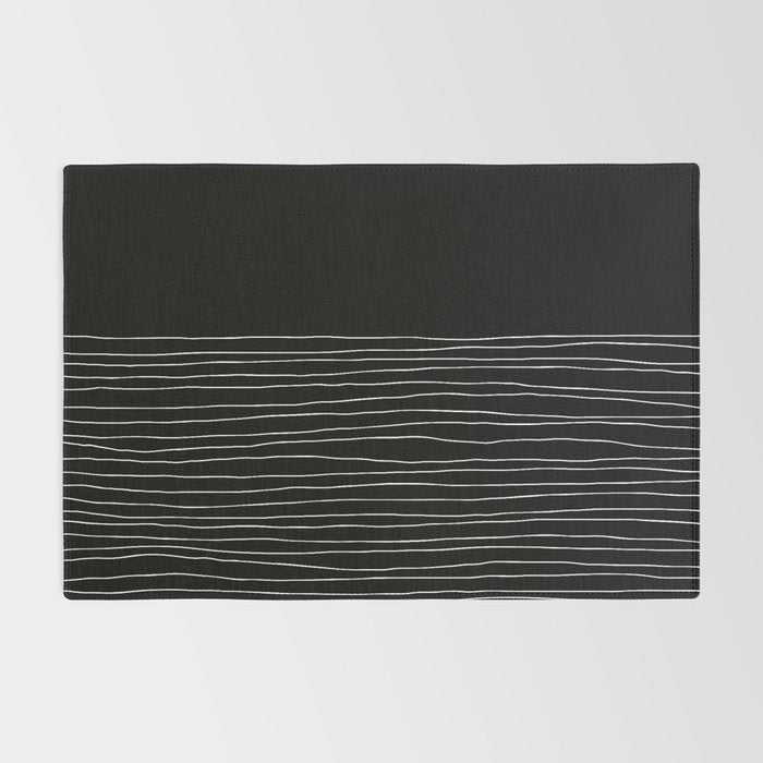 Hand Striped black and white Rug Gallery Image 2