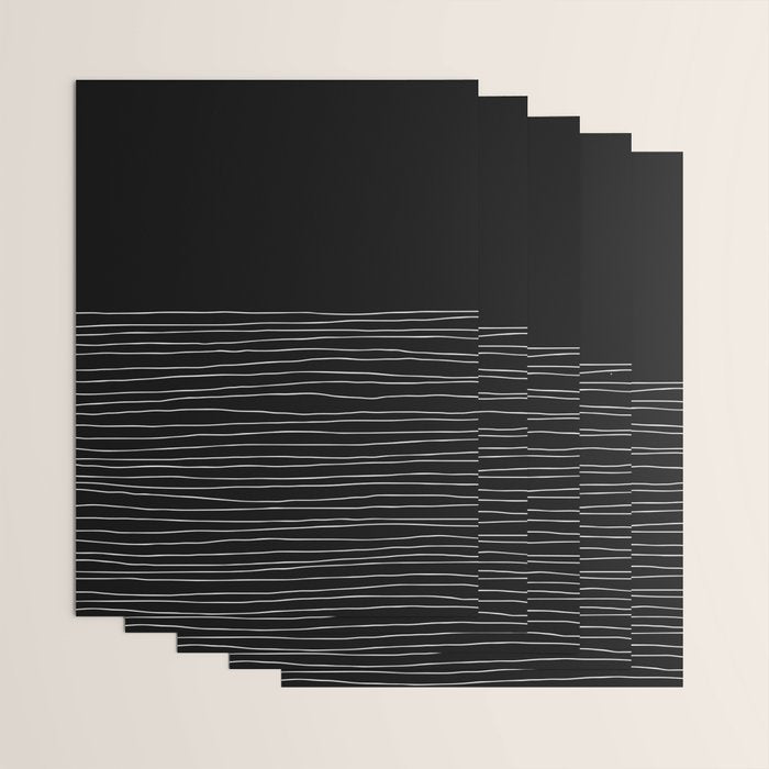 Hand Striped black and white Wrapping Paper Gallery Image 3