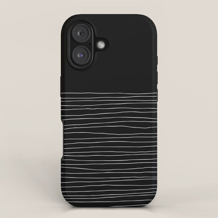 Hand Striped black and white iPhone Case Gallery Image 1