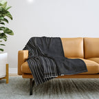 Hand Striped black and white Throw Blanket Gallery Image 1
