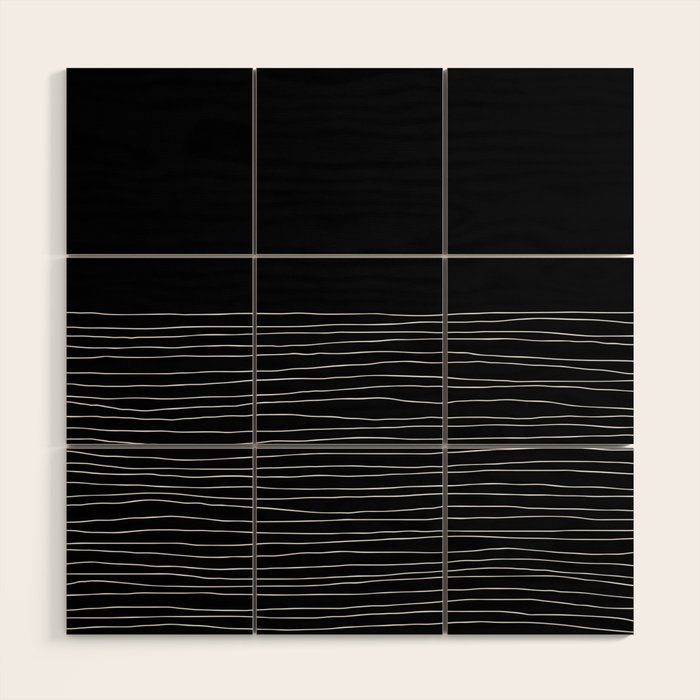 Hand Striped black and white Wood Wall Art Gallery Image 1