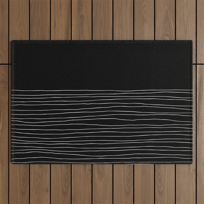 Hand Striped black and white Outdoor Rug Gallery Image 1