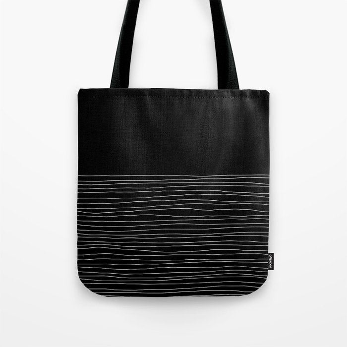 Hand Striped black and white Tote Bag Gallery Image 1