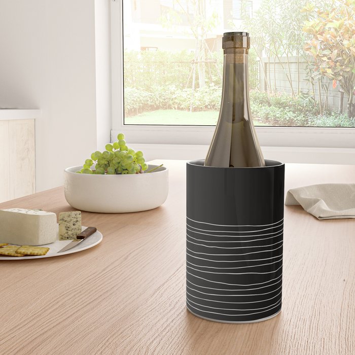 Hand Striped black and white Wine Chiller Gallery Image 4