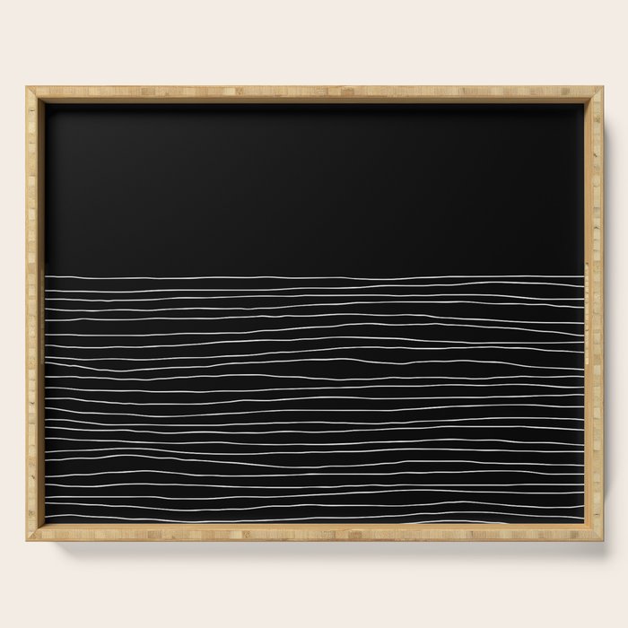 Hand Striped black and white Serving Tray Gallery Image 1