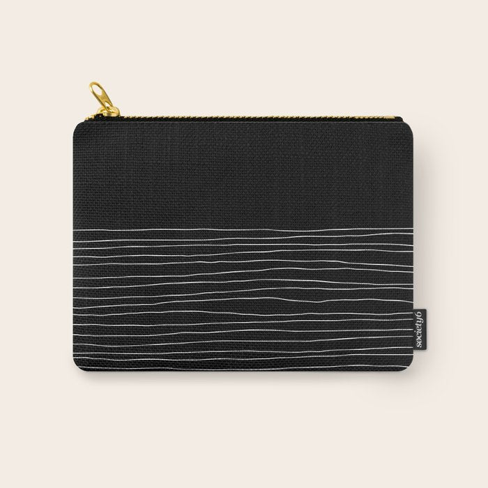 Hand Striped black and white Carry All Pouch Gallery Image 1