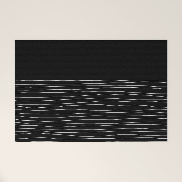 Hand Striped black and white Welcome Mat Gallery Image 1
