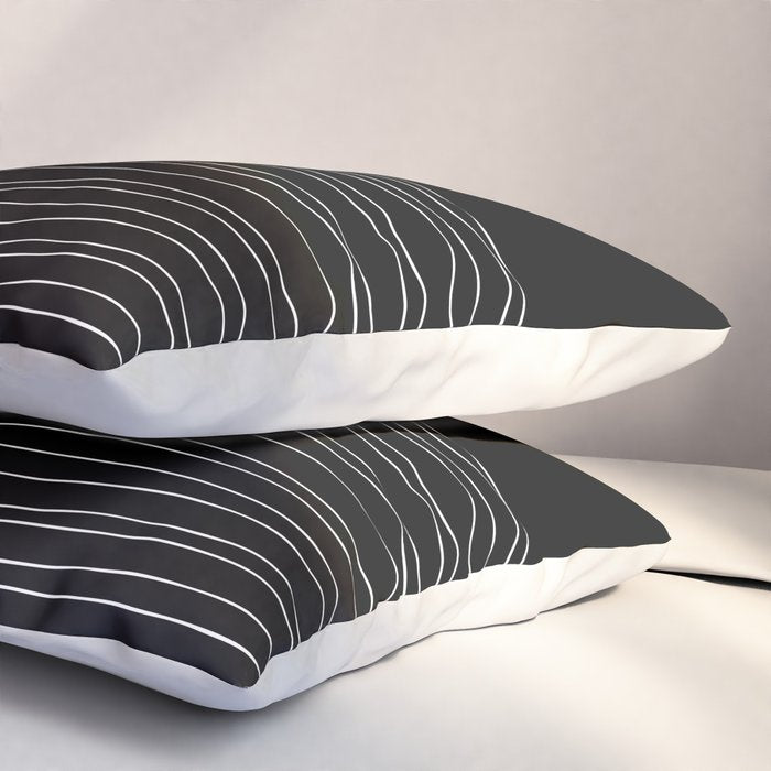 Hand Striped black and white Pillow Sham Gallery Image 3