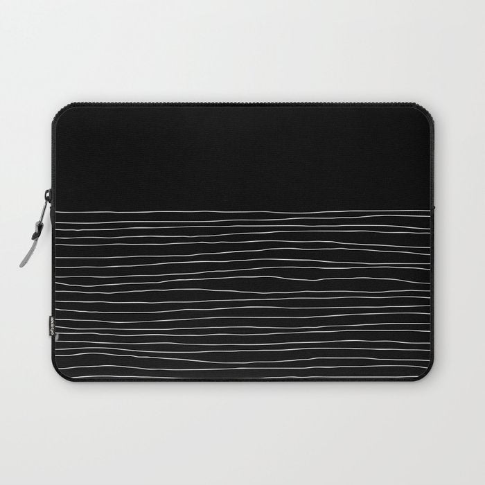 Hand Striped black and white Laptop Sleeve Gallery Image 1