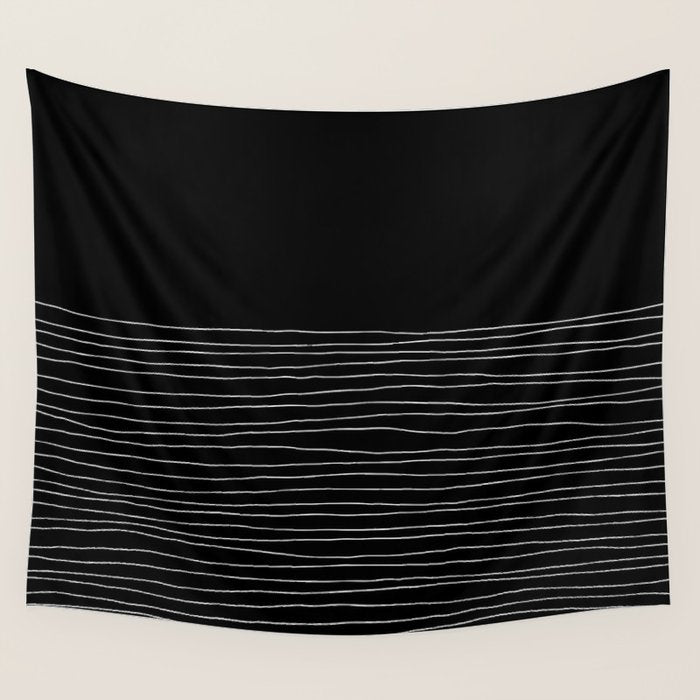 Hand Striped black and white Wall Tapestry Gallery Image 1