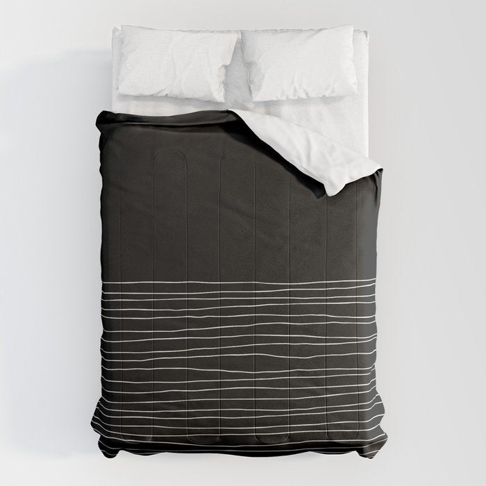 Hand Striped black and white Comforter Gallery Image 1
