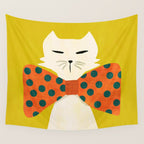 Cat with incredebly oversized humongous bowtie Wall Tapestry Gallery Image 4