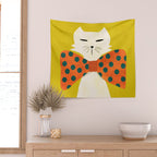Cat with incredebly oversized humongous bowtie Wall Tapestry Gallery Image 2