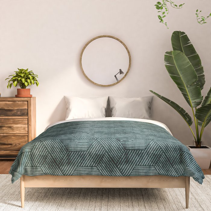 cadence triangles - dark green Comforter Gallery Image 3