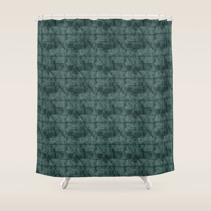 cadence triangles - dark green Shower Curtain Gallery Image 1