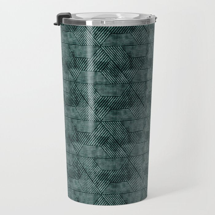 cadence triangles - dark green Travel Mug Gallery Image 3