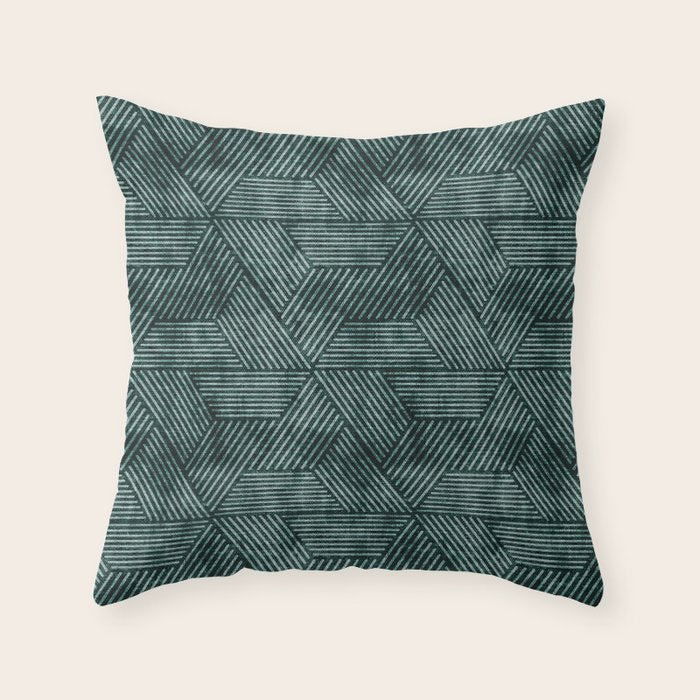 cadence triangles - dark green Throw Pillow Gallery Image 6