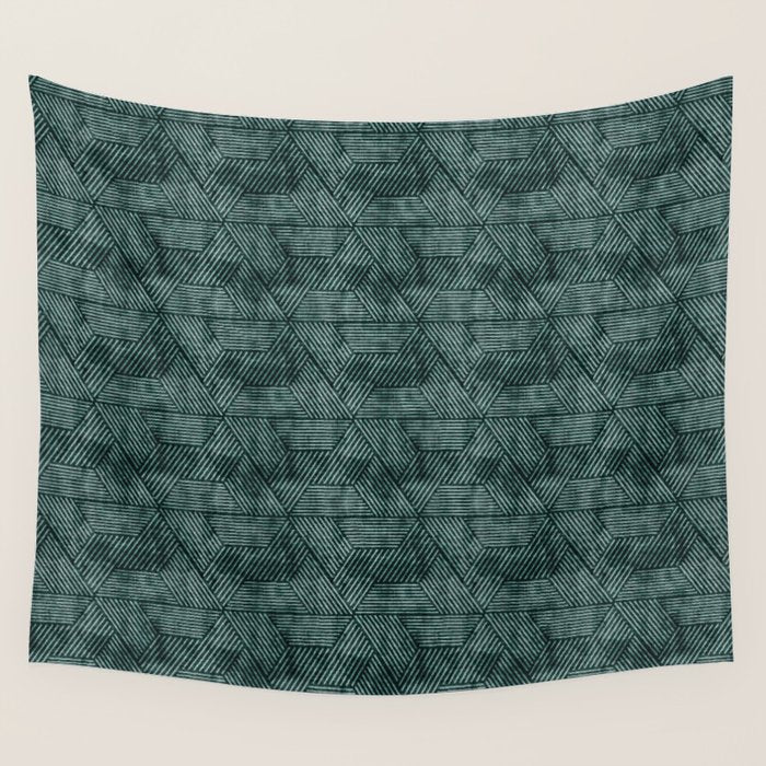 cadence triangles - dark green Wall Tapestry Gallery Image 1
