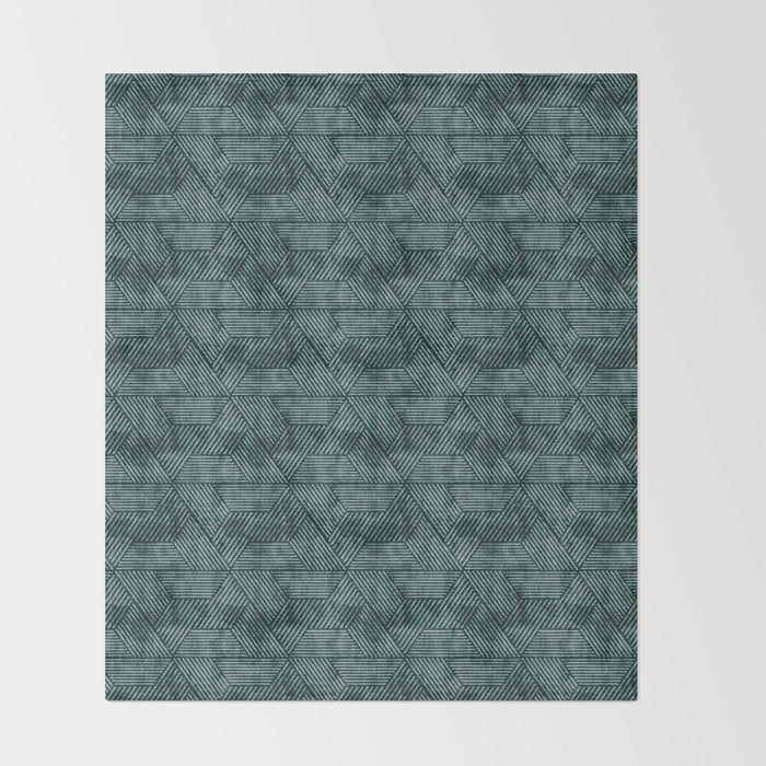 cadence triangles - dark green Throw Blanket Gallery Image 2