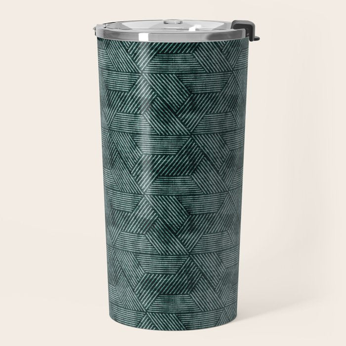 cadence triangles - dark green Travel Mug Gallery Image 2