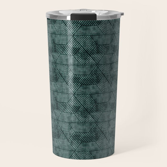 cadence triangles - dark green Travel Mug Gallery Image 1