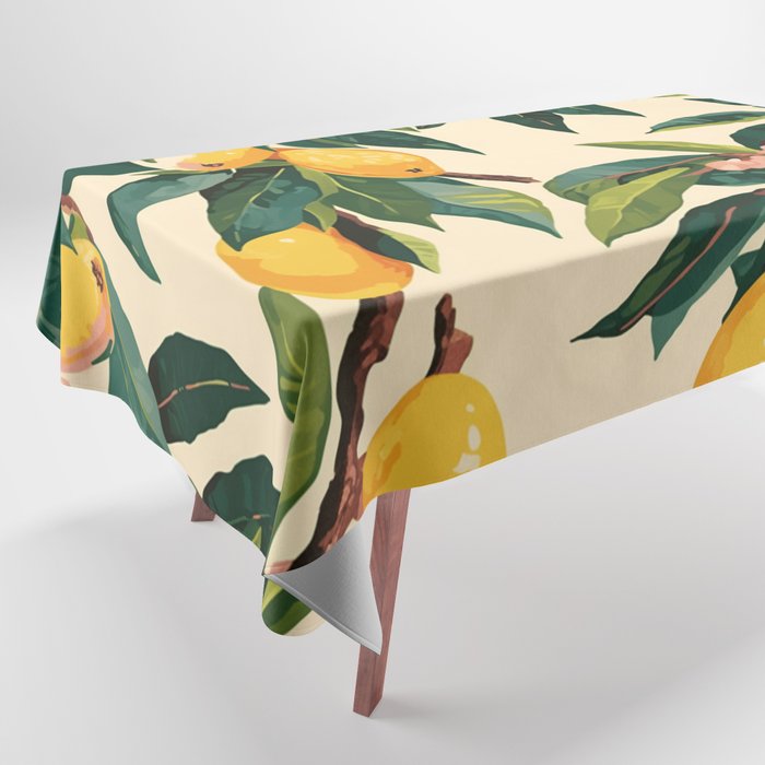 Yellow Mangos Summer Tropical Pattern Tablecloth Gallery Image 1