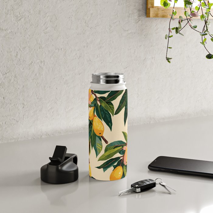 Yellow Mangos Summer Tropical Pattern Water Bottle Gallery Image 4
