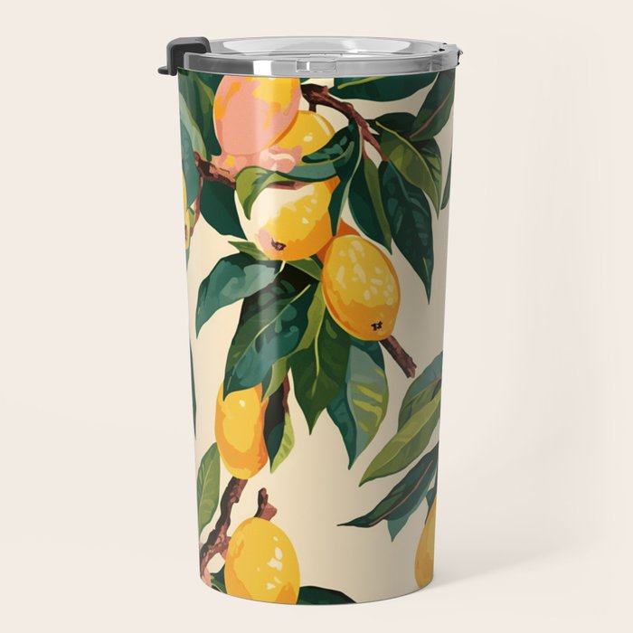 Yellow Mangos Summer Tropical Pattern Travel Mug Gallery Image 3