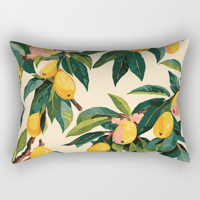 Yellow Mangos Summer Tropical Pattern Rectangular Pillow Gallery Image 2