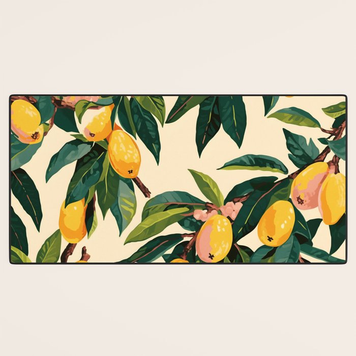 Yellow Mangos Summer Tropical Pattern Desk Mat Gallery Image 3