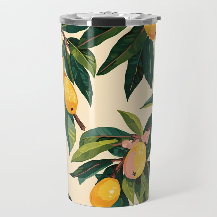 Yellow Mangos Summer Tropical Pattern Travel Mug Gallery Image 1