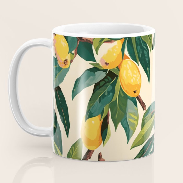Yellow Mangos Summer Tropical Pattern Coffee Mug Gallery Image 3