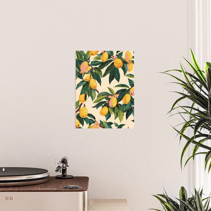 Yellow Mangos Summer Tropical Pattern Poster Gallery Image 2