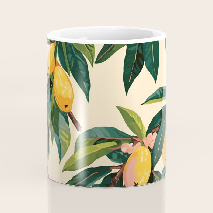 Yellow Mangos Summer Tropical Pattern Coffee Mug Gallery Image 4
