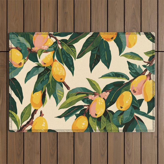 Yellow Mangos Summer Tropical Pattern Outdoor Rug Gallery Image 1