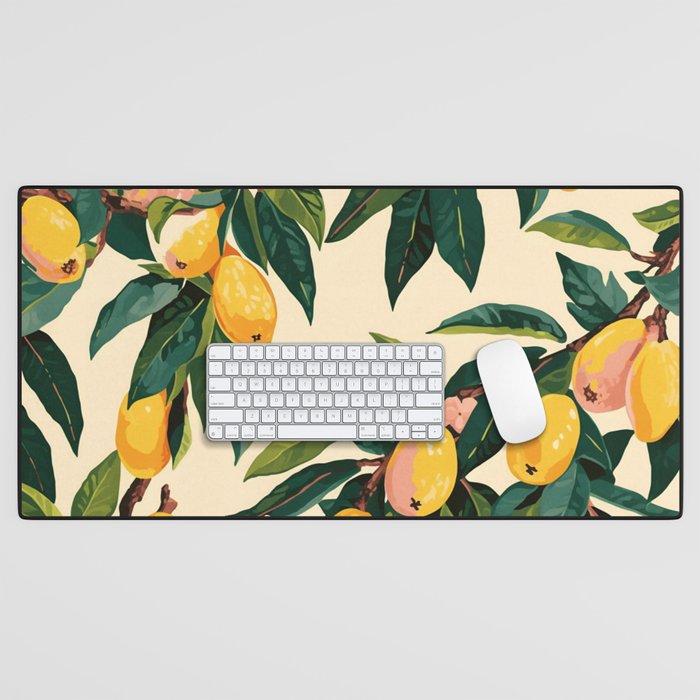 Yellow Mangos Summer Tropical Pattern Desk Mat Gallery Image 1