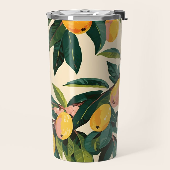 Yellow Mangos Summer Tropical Pattern Travel Mug Gallery Image 2