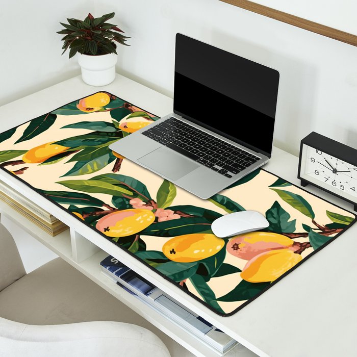 Yellow Mangos Summer Tropical Pattern Desk Mat Gallery Image 2