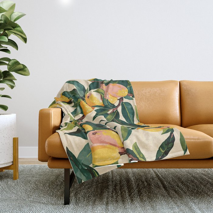 Yellow Mangos Summer Tropical Pattern Throw Blanket Gallery Image 1