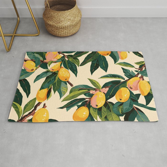 Yellow Mangos Summer Tropical Pattern Rug Gallery Image 1