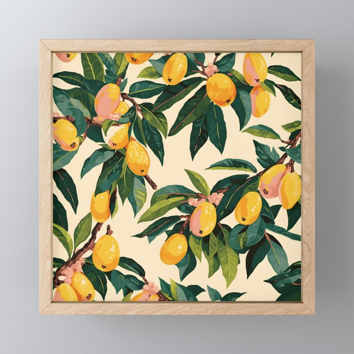 Yellow Mangos Summer Tropical Pattern Mini Art Print Gallery Image 1