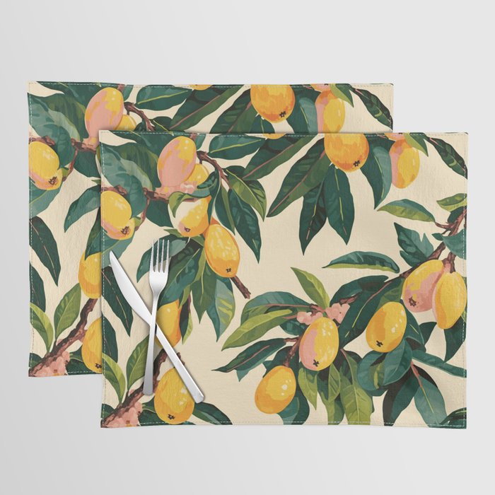 Yellow Mangos Summer Tropical Pattern Placemat Gallery Image 1
