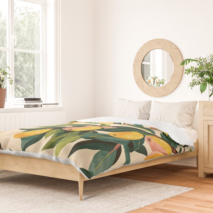 Yellow Mangos Summer Tropical Pattern Duvet Cover Gallery Image 2