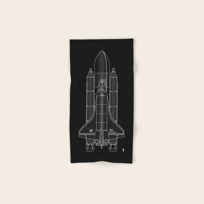 NASA Space Shuttle Blueprint in High Resolution (all black)  Bath Towel Gallery Image 1