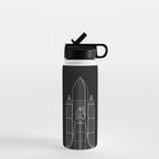 NASA Space Shuttle Blueprint in High Resolution (all black)  Water Bottle Gallery Image 1