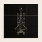 NASA Space Shuttle Blueprint in High Resolution (all black)  Wood Wall Art Gallery Image 1