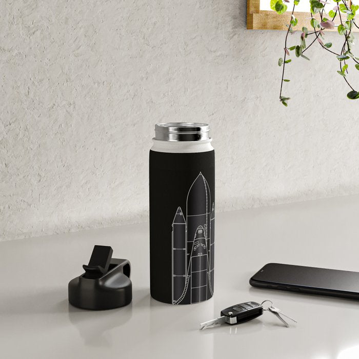 NASA Space Shuttle Blueprint in High Resolution (all black)  Water Bottle Gallery Image 4